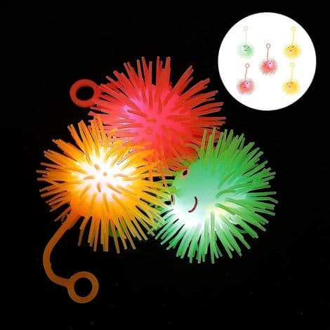 Lysende pinnsvin med pigger - Pakke med 5, 12 cm - Klem og blås opp stressball