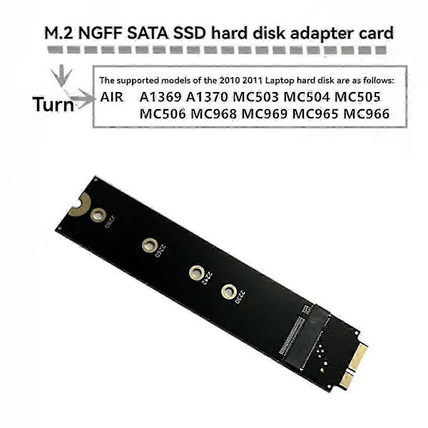 Adapterkort för A1370 A1369 2010 2011 till M.2 NGFF SATA SSD-omvandlare Stöd 2230 2242 2260 2280 M