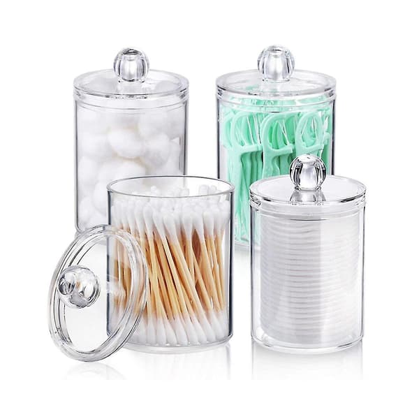 4-pack hållare, 10 Oz klara plastburkar för förvaring - Badrumstillbehör