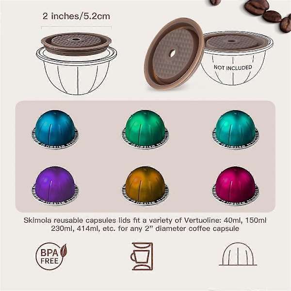 4 st Kaffekapsellock, Livsmedelsgodkända Silikonlock För Nespresso Vertuo-kapslar, Vertuo-kapsellock För Påfyllningsbar Nespresso