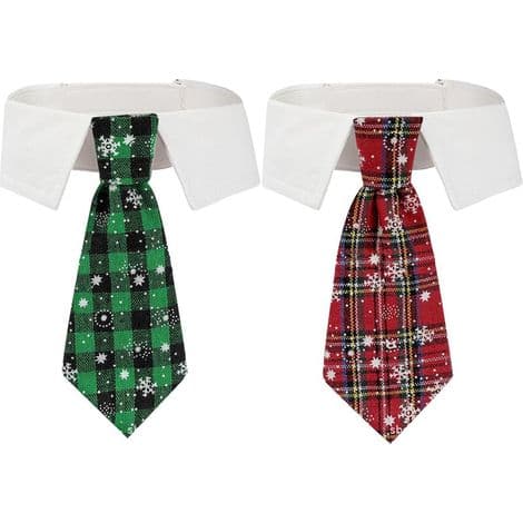 Kæledyrsslips, hundeslips, justerbart kostume, hundehalsbånd, festtilbehør, julekostumer (Sort og grønternet M)