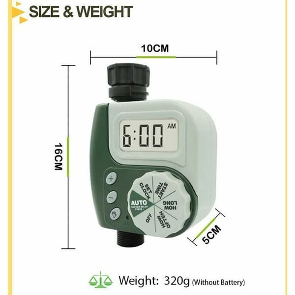 Largeight Vandingsur - Automatisk Timer - LED Display - Grøn - Have