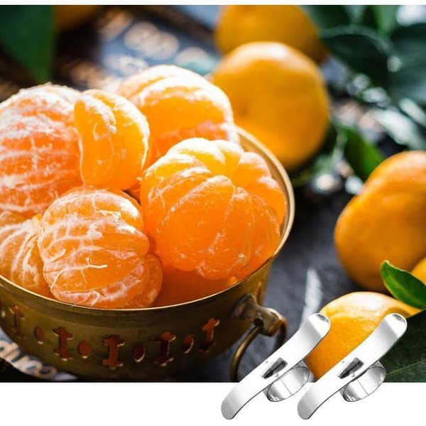 Sett med 2 appelsinskrellere i rustfritt stål for sitron, pitaya, pasjonsfrukt og grapefrukt