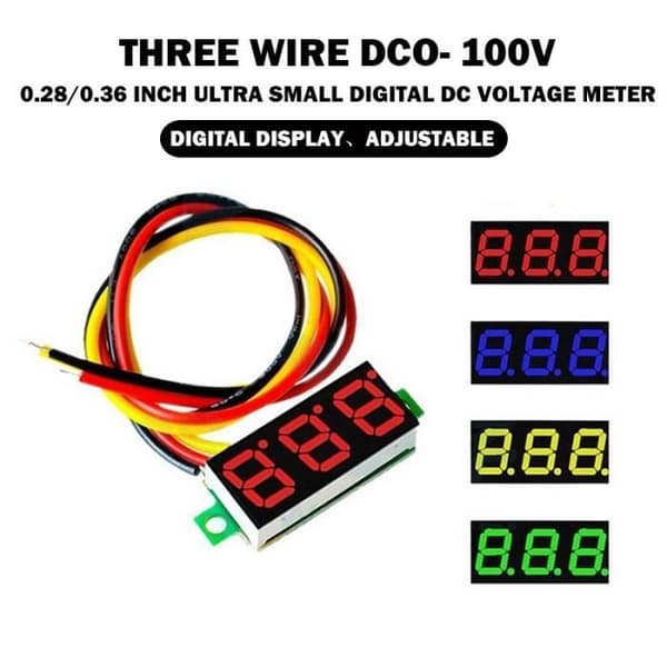 Mini LED Digital Voltmeter Måler DC 4-30V 0,28 Tommer 3 Ledninger DC 0-100V Volt Voltmeter Måler Test C to ledninger DC3.5-32V -AOAE2026