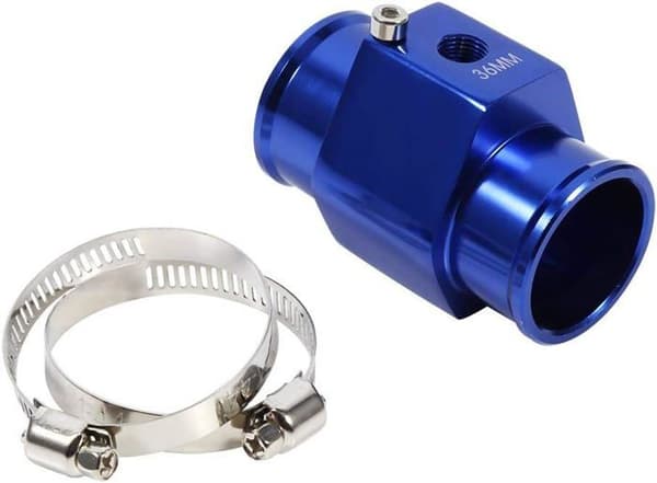 36 mm slangekobling, blå vandtemperatursensor, trykmåler, radiatorslangeadapter