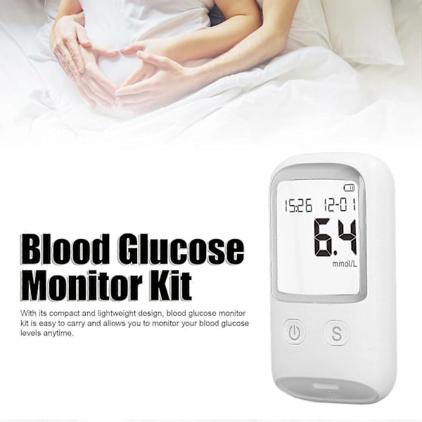 Hemoglobinmätare Hemoglobintestare Hemoglobintestkit Glukometer för att mäta blodsocker, 50 testremsor + 50X nålar