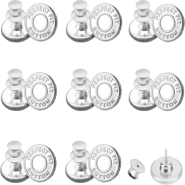 Irrotettavat farkkunapit 12 kpl hopea Perfect Fit Button Silver