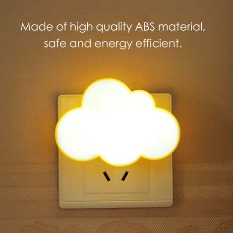 LED nattlys med skyet lyssensor, nattbordslampe for barnerom