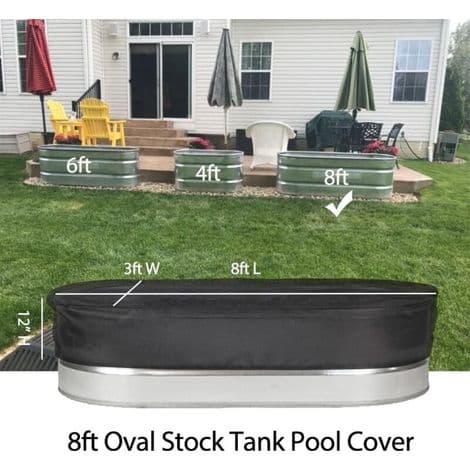 8ft skyddande överdrag, ovalt poolskydd för rundändad tank