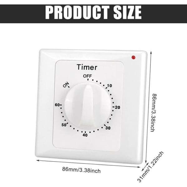 Nedtellingstimerbryter - ZOR® - 60-minutters timer - Vannbestandig - 86x86 mm