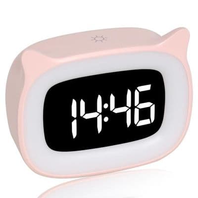 Barnevekkerklokke - Digital med nattlys, 18 ringetoner, dobbel alarm, slumrefunksjon