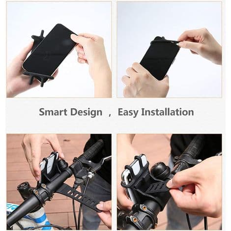 Silikone Cykeltelefonholder - Sort + Farveboks
