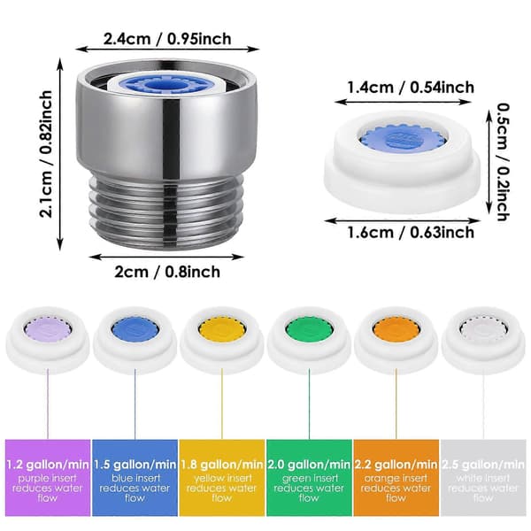 Flödesregulatorer för Duschmunstycke, Duschflödesbegränsare Set, Adapter för Fast Duschmunstycke och Handdusch för Badrum, 6 Olika Flödeshastigheter