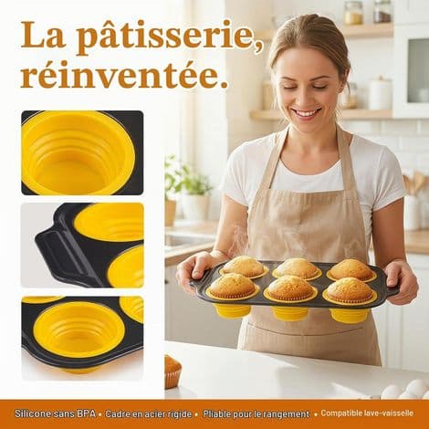 2-delad silikonmuffinsform, 6-håls silikonmuffinsform