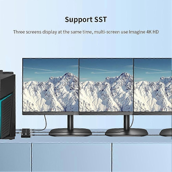 Displayport 8K 1X3 DP Splitter 8K60Hz 4K120Hz MST Hub Multi Monitor Splitter med Utökat Läge