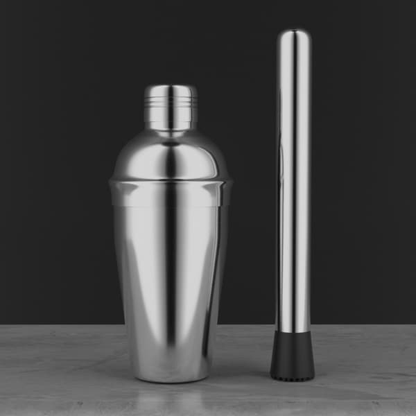 6-delt cocktailshakersett (inkluderer 550 ml shaker) – sølvfarget rustfritt stål (inkluderer jigger og shaker)