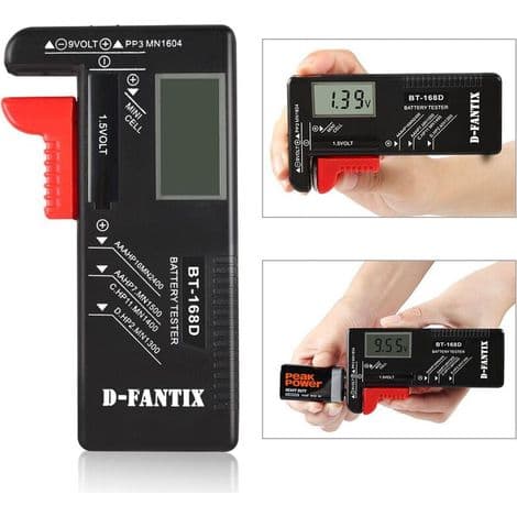 Digital batteritester, universal batteritester, batteritester, til AA, AAA, C, D, PP3, 9V, 1.5V, knapcellebatterier - Fungerer uden batterier