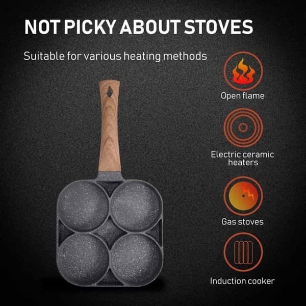 Hamburgerpanna - JOULLI - 4 hål - Non-stick - Aluminiumlegering - Lämplig för alla hällar