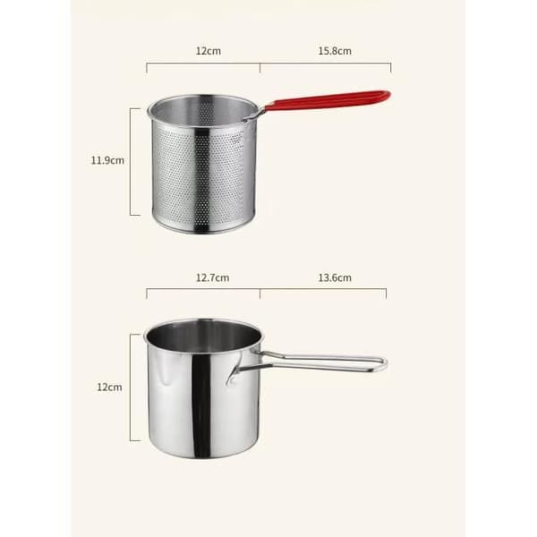 Friteuse med sil, induksjon og gassoppvarming, liten husholdningsfrityrkoker