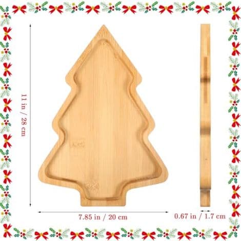 Julgransformad serveringsbricka i bambu - För aptitretare, ost, sallad, sushi - 28 x 20 cm - 1 styck
