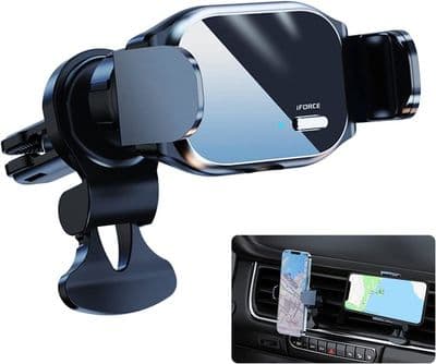 Elektrisk bilventiltelefonholder, universell, 360-graders rotasjon, ventilfeste