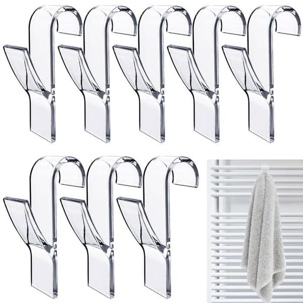 Sett med 8 radiator kroker - hvit/transparent, avtakbar, for rør ≤2,5 cm