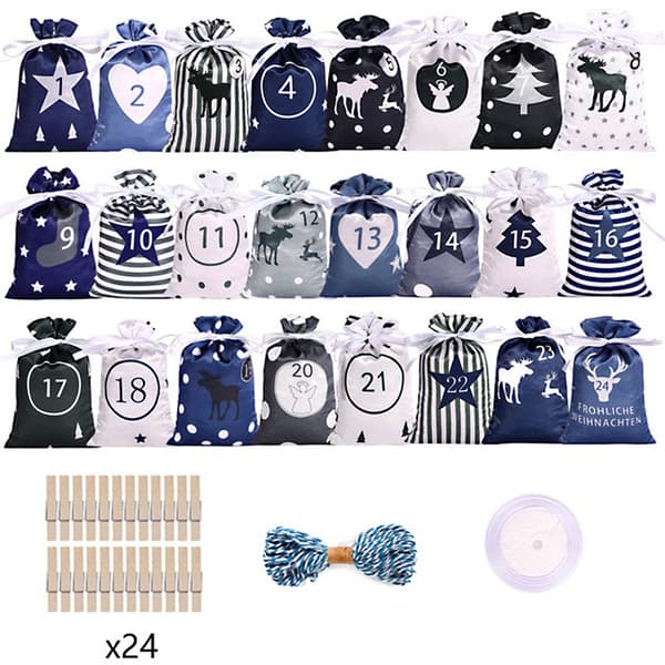 Julkalender-presentpåsar 1-24 Hängande påssats Julgåva-stil 2