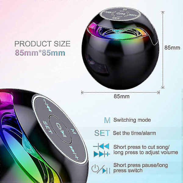 Väckarklocka för sovrum, digital väckarklocka med Bluetooth-högtalare, dubbla alarm, LED-lampa, 12/24h USB-laddningsport, klocka för tunga sovare
