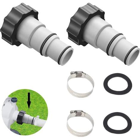 Poolslangadapter A, Poolslangadapter, 38 mm och 32 mm diameter, Pooladapter A, Slangadapter för pumpar, Slangkoppling med (2 stycken)