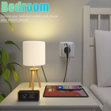 USB Multi-stikadapter EU-stikadapter 5 i 1, Schuko-vægstik 4000W strømadapter