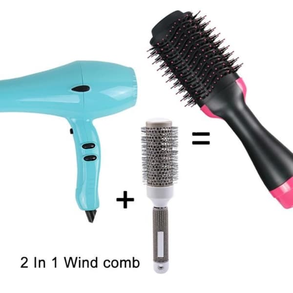 Hårtørrerbørste - Salon - Varmluft - 1000W - Sort/Pink - Luftioniserer