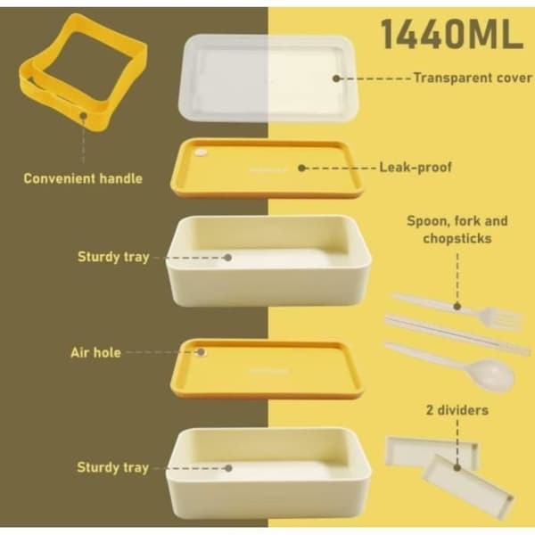 Madkasse - Dobbeltlag - Gul - PP (polypropylen) - 18×10×11 cm