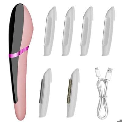Epilator med 2 skærehoveder, 3 vibrationsniveauer, LED-lys, kompakt og bærbar, USB-C opladning, vaskbart blad