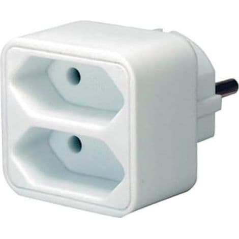 Europeisk Pluggadapter - 2 Uttak - Barnesikker - Hvit - 1 Stykke