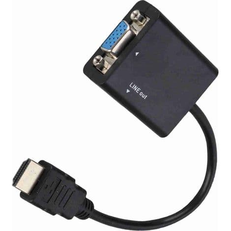 -Bærbar HDMI til VGA-adapter med 3,5 mm lyd og USB-strøm, 1080P opløsning