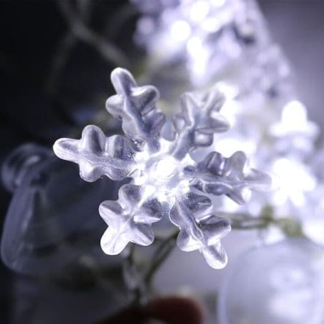 Set med LED-julgransbelysning med snöflingor och sugkoppar - Batteridriven