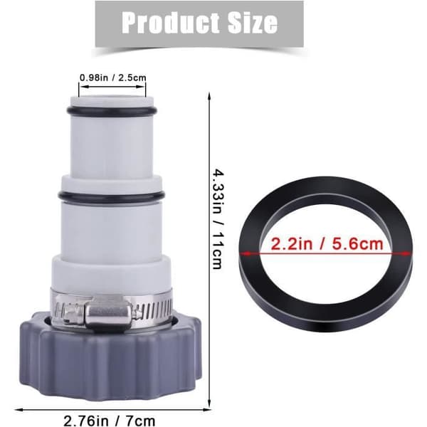 32 til 38 mm poolslangeadapter A med klemme til pumper med gevindforbindelse Erstatningspoolslangeadapter[676]