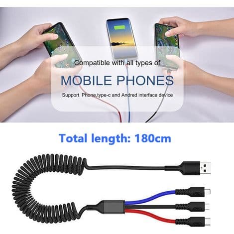 3-i-1 Hurtigladekabel USB-C Micro-USB Flettet Nylon Optimal Holdbarhet - ULISEM