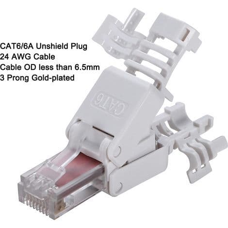 2-delt værktøjsfri RJ45-stik, UTP-netværksstik, til CAT5/5E og CAT6/6A solid core strandet Ethernet-kabel