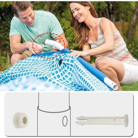 Förpackning med 10 plastpoolskarvstift, ersättningsstift för plastpoolskarvar för ram och pool, reservdelar för Intex-pooler