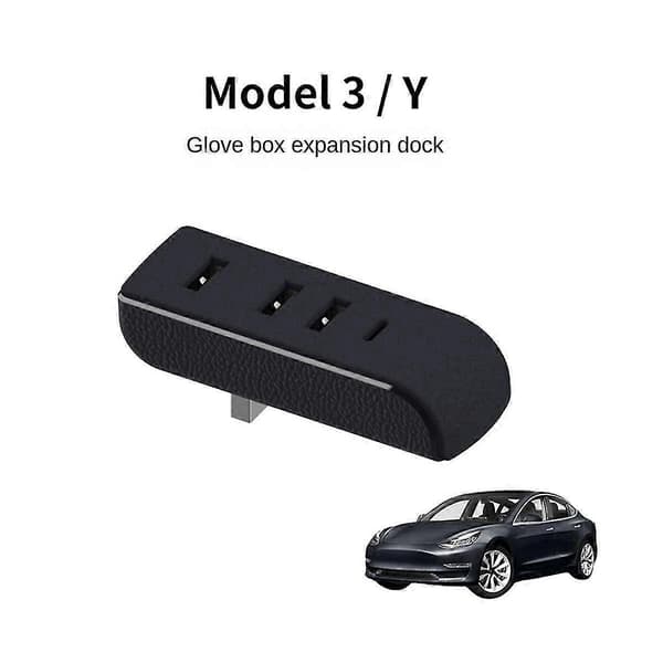USB-hub til handskerum til 2021-2023 Model 3, Model Y-modeller, udvidelsesdock til handskerum