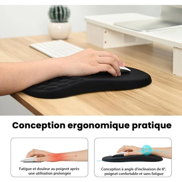 Ergonomisk Musemåtte - Ulisem - Hukommelsesskum - Skridsikker Base - Massage Design - Sort