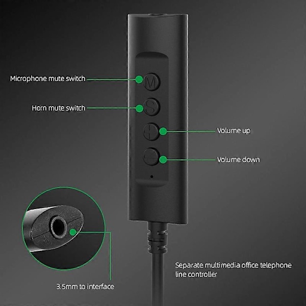 Salar H58 USB-headset med mikrofon, brusreducering & ljudkontroller, Ultra Comfort USB-headset med mikrofon för kontoret
