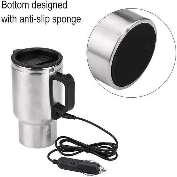 TRAHOO Elkedel - 12V - Rustfrit Stål - 450ml - Hold Varm
