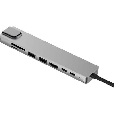 USB-C Hub-adapter, 8-i-1 Mac-tilbehør, USB-C-adapter med 4K HDMI, Ethernet, 2 USB 3.0-porter og SD/TF-kortleser