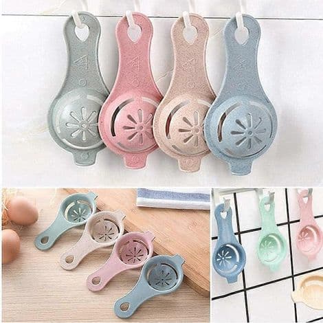 Eggeplommeutskillere, eggseparatorer (beige, rosa, blå, grønn)