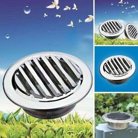 Rund ventilationsrist i rustfrit stål Ø80 mm med flange og dæksel, ideel til badeværelse, kontor eller loftrum