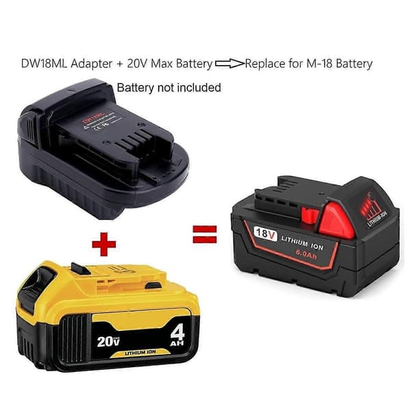 Sovitin, yhteensopiva 20 V Max -akun kanssa, korvaamaan 18 V akun, DW18ML-sovitin