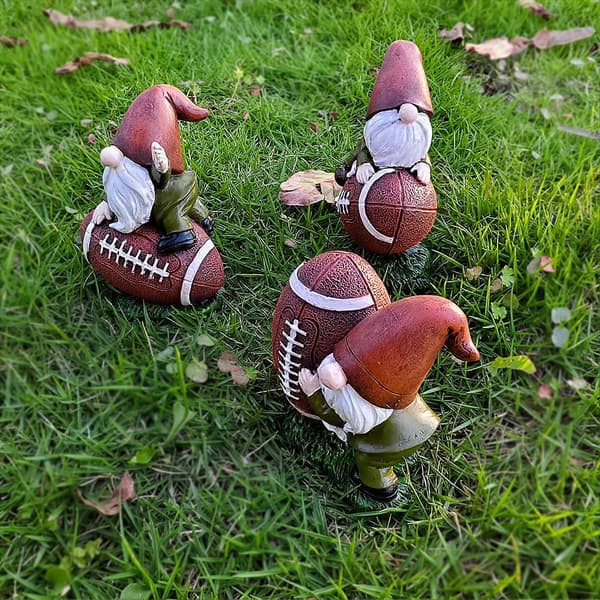 Julehave Rugby Nisse Figur Holdbart Harpiks Materiale Mini Ornamenter