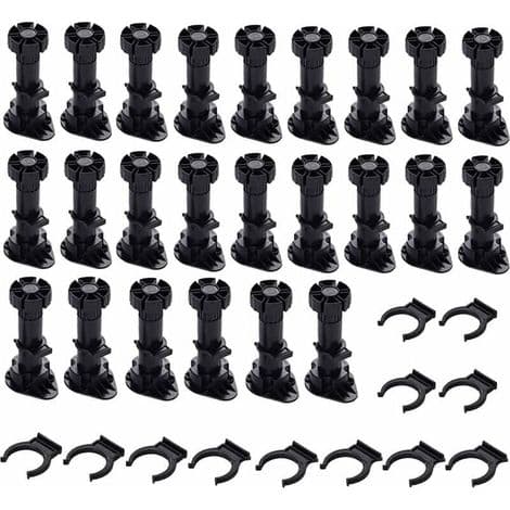 24-pak skabsben, møbelfødder, justerbare møbelfødder, base med clips til møbler, skabe og sofaer (80 mm-100 mm)